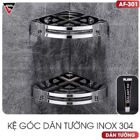 Kệ Góc Tường INOX 304 Cao Cấp Không Gỉ, Dán Tường Siêu Chắc Mà Không Cần Khoan (Kèm Keo Dán) | Moyang - Gia dụng Plus
