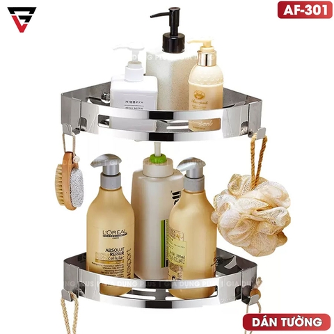 Kệ Góc Tường INOX 304 Cao Cấp Không Gỉ, Dán Tường Siêu Chắc Mà Không Cần Khoan (Kèm Keo Dán) | Moyang - Gia dụng Plus