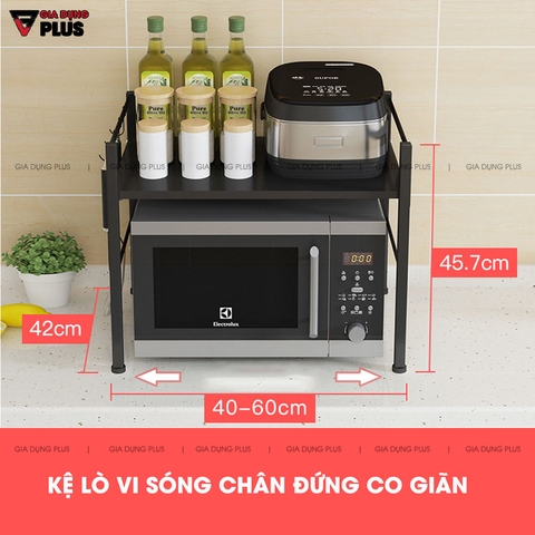 Kệ Để Lò Nướng, Lò Vi Sóng Hai Tầng Co Giãn Thông Minh Chân Đứng Bằng Thép, Sơn Tĩnh Điện Cao Cấp Chống Gỉ - TIGGANG - Gia dụng Plus