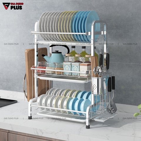 Kệ Đựng Chén Đĩa Ráo Nước Đặt Bàn Đa Năng | Có Khay Hứng Nước Sạch Sẽ Giúp Bếp Gọn Gàng Hơn | Nanjie - Gia dụng Plus
