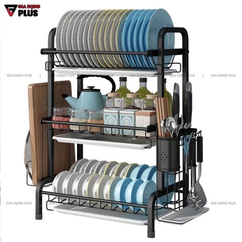Kệ Đựng Chén Đĩa Ráo Nước Đặt Bàn Đa Năng | Có Khay Hứng Nước Sạch Sẽ Giúp Bếp Gọn Gàng Hơn | Nanjie - Gia dụng Plus