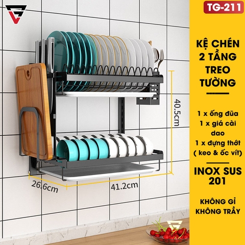 Kệ Để Chén Bát & Đĩa, Ly Cốc Đa Năng Đặt Bàn INOX SUS 201, Sơn Tĩnh Điện Không Gỉ ( 2 Tầng & 3 Tầng ) | Tiggang - Gia dụng Plus