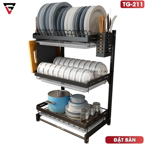Kệ Để Chén Bát & Đĩa, Ly Cốc Đa Năng Đặt Bàn INOX SUS 201, Sơn Tĩnh Điện Không Gỉ ( 2 Tầng & 3 Tầng ) | Tiggang - Gia dụng Plus
