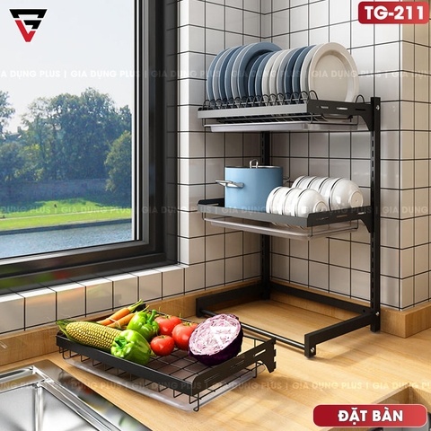 Kệ Để Chén Bát & Đĩa, Ly Cốc Đa Năng Đặt Bàn INOX SUS 201, Sơn Tĩnh Điện Không Gỉ ( 2 Tầng & 3 Tầng ) | Tiggang - Gia dụng Plus