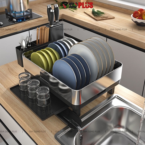 Kệ úp chén bát đĩa thông minh inox 304 cao cấp ráo nước bên bồn rửa SINOART - Gia dụng Plus