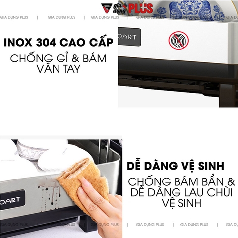 Kệ úp chén bát đĩa thông minh inox 304 cao cấp ráo nước bên bồn rửa SINOART - Gia dụng Plus