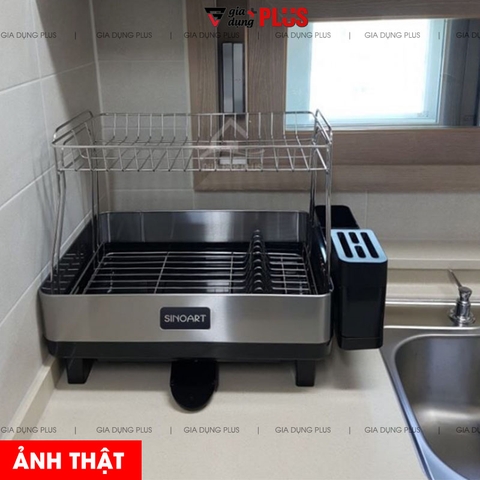 Kệ úp chén bát đĩa thông minh inox 304 cao cấp ráo nước bên bồn rửa SINOART - Gia dụng Plus