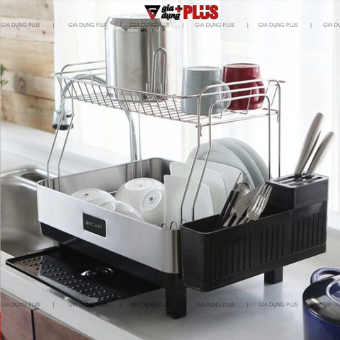 Kệ úp chén bát đĩa thông minh inox 304 cao cấp ráo nước bên bồn rửa SINOART - Gia dụng Plus
