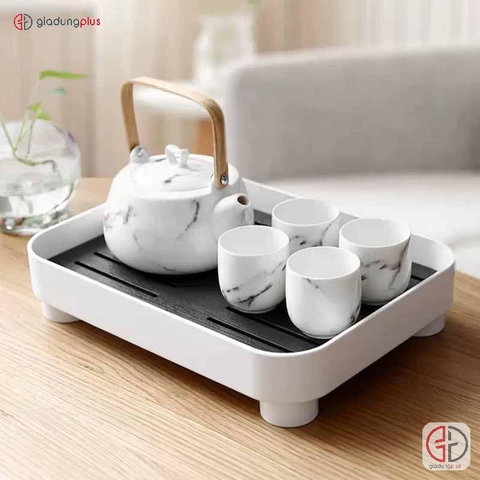 Khay Trà Nhựa Hiện Đại, Đơn Giản | Có Khay Thoát Nước Tiện Lợi | Hình Chữ Nhật , Phong Cách Bắc Âu Sang Trọng JIANXIA (JX-0301) - Gia dụng Plus