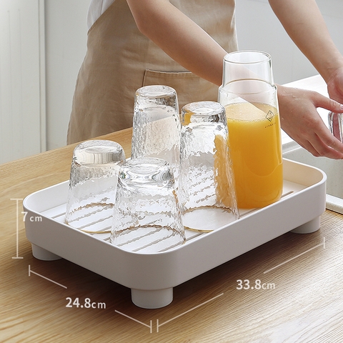 Khay Trà Nhựa Hiện Đại, Đơn Giản | Có Khay Thoát Nước Tiện Lợi | Hình Chữ Nhật , Phong Cách Bắc Âu Sang Trọng JIANXIA (JX-0301) - Gia dụng Plus