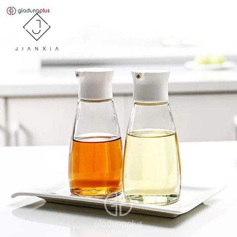 Lọ Thuỷ Tinh Đựng Dầu Ăn, Nước Mắm Mini 220ml Có Vòi Lấy Dầu Đóng Mở Thông Minh, Tiện Lợi JIANXIA (JX-0315) - Gia dụng Plus