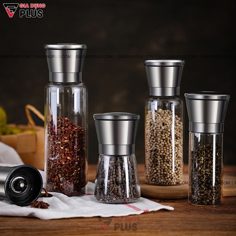 Lọ Xay Tiêu Thủ Công Thuỷ Tinh Borosilicate & Núm Xay Bằng INOX 304 Cao Cấp | KUAKE - Gia dụng Plus