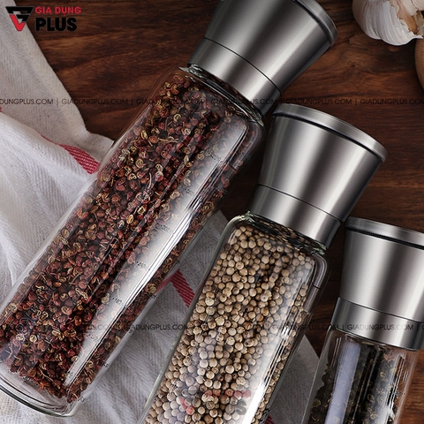 Lọ Xay Tiêu Thủ Công Thuỷ Tinh Borosilicate & Núm Xay Bằng INOX 304 Cao Cấp | KUAKE - Gia dụng Plus