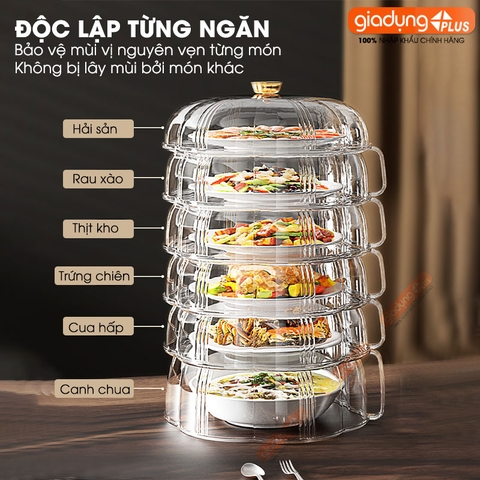 Lồng bàn giữ nhiệt đa năng 360 độ nhựa PET có nhiều tầng giúp chống bụi & côn trùng - bảo quản đồ ăn cho mùa Đông & Tết - Gia dụng Plus