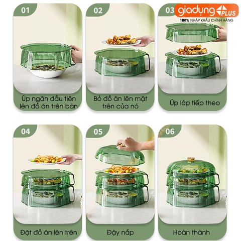 Lồng bàn giữ nhiệt đa năng 360 độ nhựa PET có nhiều tầng giúp chống bụi & côn trùng - bảo quản đồ ăn cho mùa Đông & Tết - Gia dụng Plus