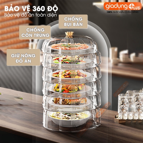 Lồng bàn giữ nhiệt đa năng 360 độ nhựa PET có nhiều tầng giúp chống bụi & côn trùng - bảo quản đồ ăn cho mùa Đông & Tết - Gia dụng Plus