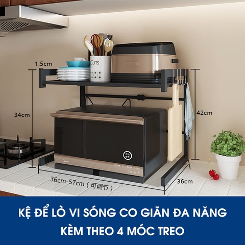 Kệ Để Lò Vi Sóng Hai Tầng Co Giãn Thông Minh INOX, Sơn Tĩnh Điện | Tiggang - Gia dụng Plus