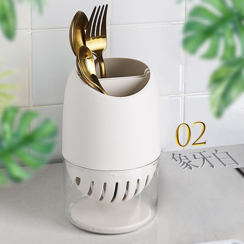 Ống Đựng Đũa Bắc Âu Đặt Bàn Nhựa PP Cao Cấp | Có Khay Hứng Nước | Jianxia - Gia dụng Plus