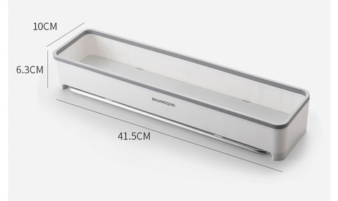 Kệ Chữ Nhật Dán Tường Dài, Kèm Thanh Treo Khăn Cực Kỳ Tiện Lợi SHUANGQING (SQ-0102) - Gia dụng Plus