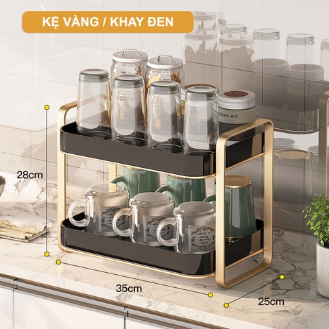 Khay kệ nhựa cao cấp phong cách sang trọng úp ly cốc, chén, khay trà có rảnh thoát nước phong cách Bắc Âu (YM-0552) - Gia dụng Plus