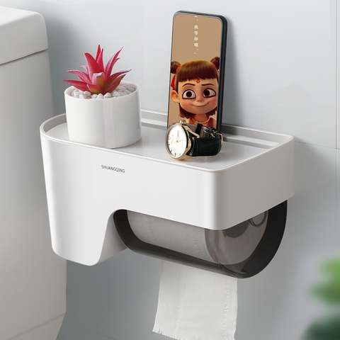 Hộp Đựng Giấy Vệ Sinh Dán Tường Chống Nước Hai Ngăn - Chính Hãng SHUANGQING (SQ-0109) - Gia dụng Plus