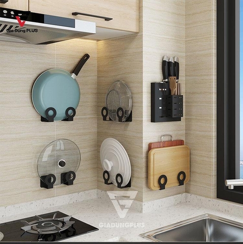 Giá cài thớt, cài vung nồi dán tường inox 304 Gia Dụng Plus - miễn phí keo dán tường siêu chắc, chịu lực Lazydo (LZ-0206) - Gia dụng Plus