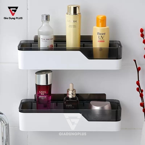 Kệ Chữ Nhật Dán Tường Nhựa ABS Đa Năng (Trắng Phối Đen) Sang Trọng ShuangQing (SQ-0101) - Gia dụng Plus