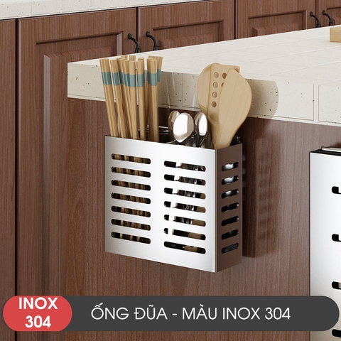 Ống đựng đũa thìa dán tường Gia Dụng Plus cao cấp inox 304, không cần khoan tường đục lỗ Lazydo (LZ-0204) - Gia dụng Plus