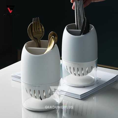 Ống Đựng Đũa Bắc Âu Đặt Bàn Nhựa PP Cao Cấp | Có Khay Hứng Nước | Jianxia - gia dụng plus
