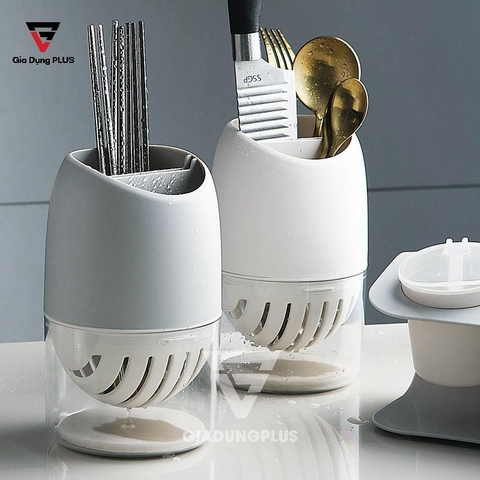 Ống Đựng Đũa Bắc Âu Đặt Bàn Nhựa PP Cao Cấp | Có Khay Hứng Nước | Jianxia - Gia dụng Plus