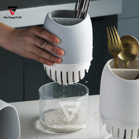 Ống Đựng Đũa Bắc Âu Đặt Bàn Nhựa PP Cao Cấp | Có Khay Hứng Nước | Jianxia - Gia dụng Plus
