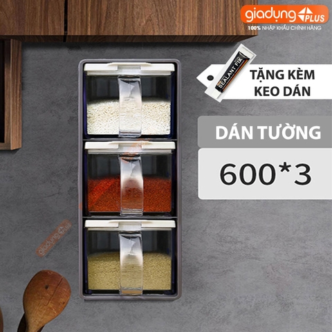 Bộ Lọ Đựng Gia Vị Nhựa AS Kèm Kệ Đặt Bằng Inox 304 | Phong Cách Nhật Bản Cao Cấp JIANXIA (JX-0305) - Gia dụng Plus