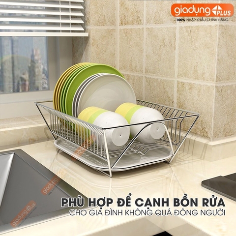 Kệ úp chén bát đĩa thông minh inox cao cấp ráo nước bên bồn rửa LAZYDO (nhập khẩu chính hãng)