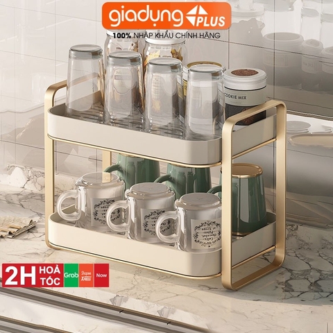 Khay kệ nhựa cao cấp phong cách sang trọng úp ly cốc, chén, khay trà có rảnh thoát nước phong cách Bắc Âu (YM-0552)