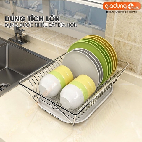 Kệ úp chén bát đĩa thông minh inox cao cấp ráo nước bên bồn rửa LAZYDO (nhập khẩu chính hãng)
