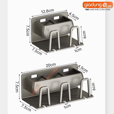 Kệ để bàn chải đánh răng dán tường nhôm chống gỉ, kệ dán tường kèm cốc, chịu lực tốt – cho nhà tắm