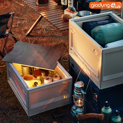 Hộp đựng đồ gấp gọn nắp gỗ MDF cao cấp cho cắm trại, đồ dùng, sách vở, quần áo phong cách cổ điển