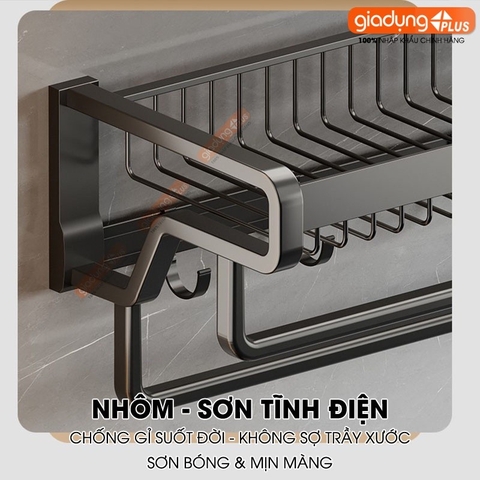 Giá Treo Khăn Phòng Tắm Tích Hợp Giỏ Đựng Đồ Nhôm Dính Tường Chắc Chắn Cao Cấp LAZYDO (LZ-0732)