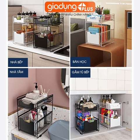 Kệ Ngăn Kéo Trượt 2 Tầng Thông Minh Đựng Đồ Đa Năng Cho Nhà Bếp Nhà Tắm | Gia Dụng Plus