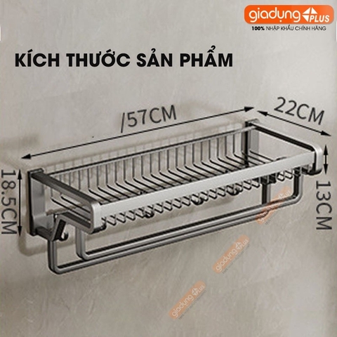 Giá Treo Khăn Phòng Tắm Tích Hợp Giỏ Đựng Đồ Nhôm Dính Tường Chắc Chắn Cao Cấp LAZYDO (LZ-0732)