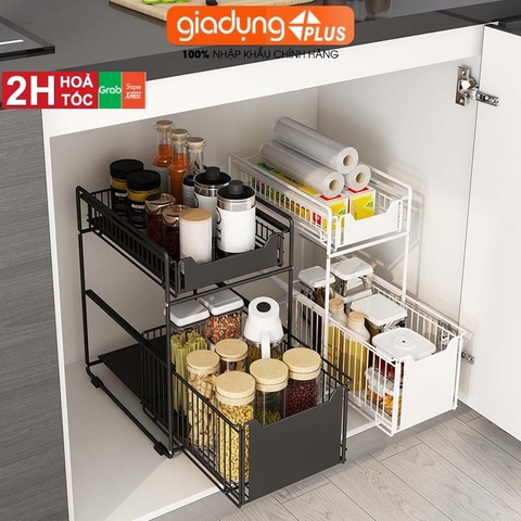 Kệ Ngăn Kéo Trượt 2 Tầng Thông Minh Đựng Đồ Đa Năng Cho Nhà Bếp Nhà Tắm | Gia Dụng Plus