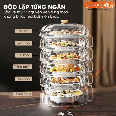 Lồng bàn giữ nhiệt đa năng 360 độ nhựa PET có nhiều tầng giúp chống bụi & côn trùng - bảo quản đồ ăn cho mùa Đông & Tết