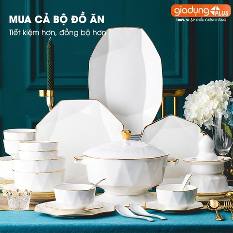 🔴OUTLET | Bộ chén bát sứ KIM CƯƠNG (White Diamons) cao cấp nhập khẩu