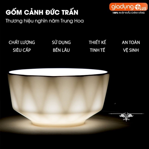 🔴OUTLET | Bộ chén bát sứ KIM CƯƠNG (White Diamons) cao cấp nhập khẩu