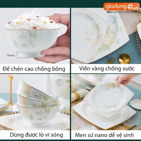 🔴OUTLET | Bộ chén bát sứ HOA MỘNG ẢO (Mona Lavender) cao cấp nhập khẩu