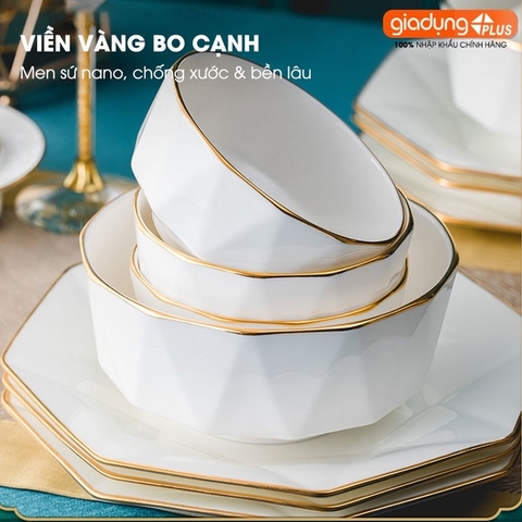 🔴OUTLET | Bộ chén bát sứ KIM CƯƠNG (White Diamons) cao cấp nhập khẩu