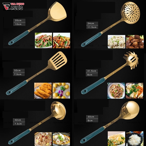 Bộ Thìa / Muôi / Muỗng /Xẻng Nấu Ăn Đa Năng Gốm Sứ Và Giá Treo Gọn Gàng (7 Món) Cao Cấp | Qianhuiju - Gia dụng Plus