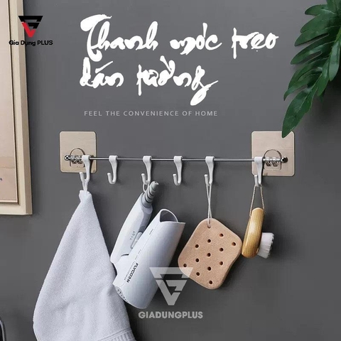 Thanh 6 Móc Treo Nhựa Dán Tường Đa Năng Cho Phòng Tắm, Phòng Bếp ShuangQing (SQ-0126) - Gia dụng Plus