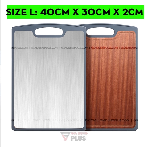 Thớt Hai Lớp Gỗ Mun Nguyên Tấm & INOX 304 Cao Cấp | Kháng Khuẩn & Chống Nấm Mốc | JIANXIA - Gia dụng Plus