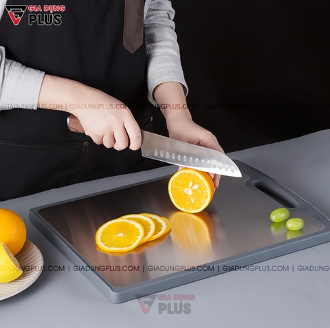 Thớt Hai Lớp Gỗ Mun Nguyên Tấm & INOX 304 Cao Cấp | Kháng Khuẩn & Chống Nấm Mốc | JIANXIA - Gia dụng Plus